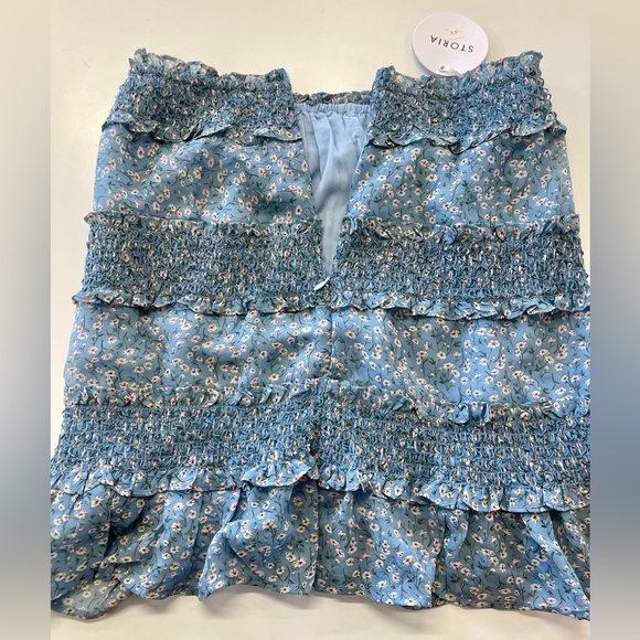 NWT Storia Floral Chiffon Tiered Mini Skirt sz M - Picture 2 of 6